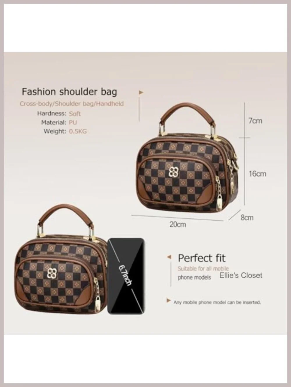 Retro Letter Print PU Leather Satchel Crossbody Bag Women Multi-Pocket Handbag